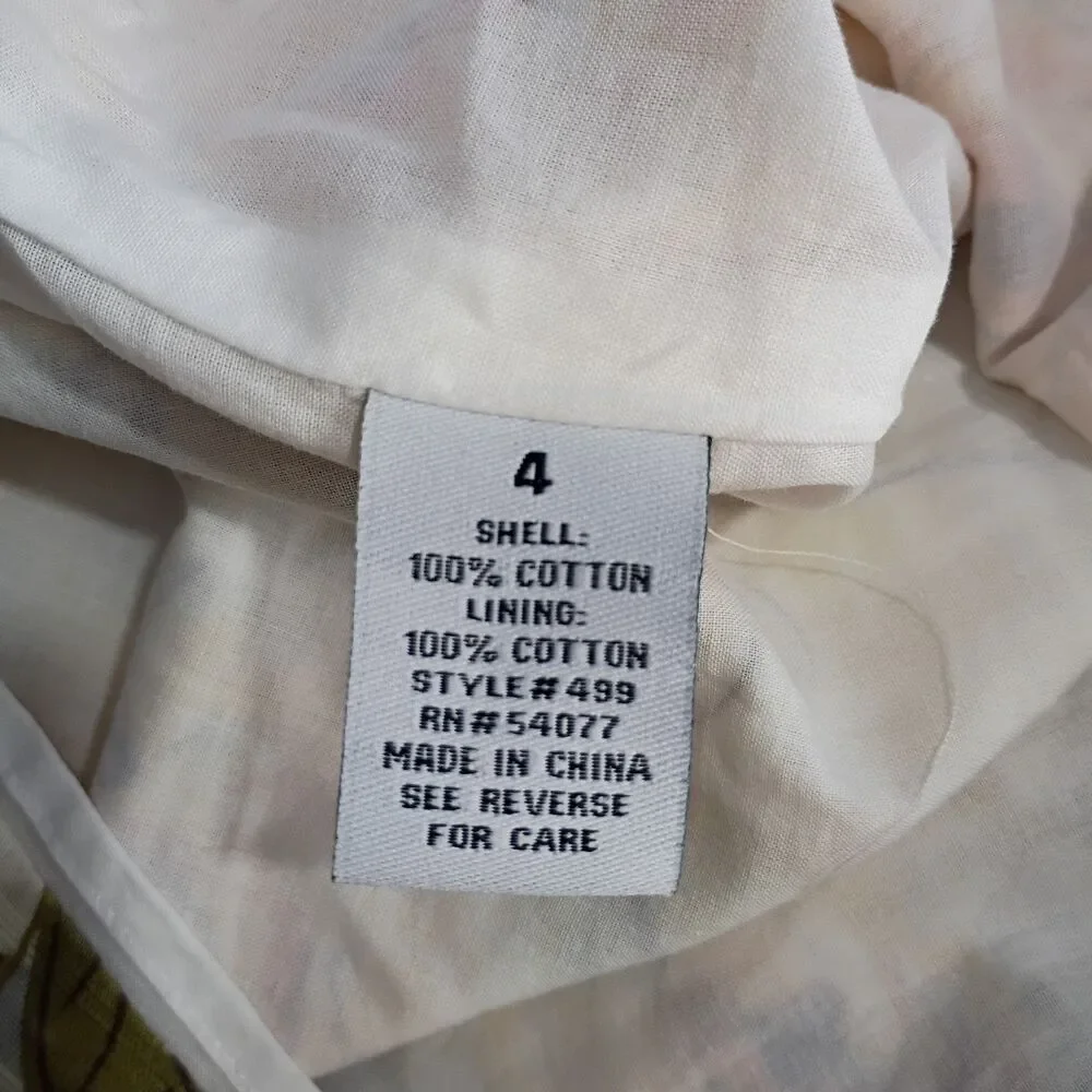 Cabi Yellow Rose Print A Line Sleeveless Dress Sz 4 Cotton Milkmaid Cottagecore